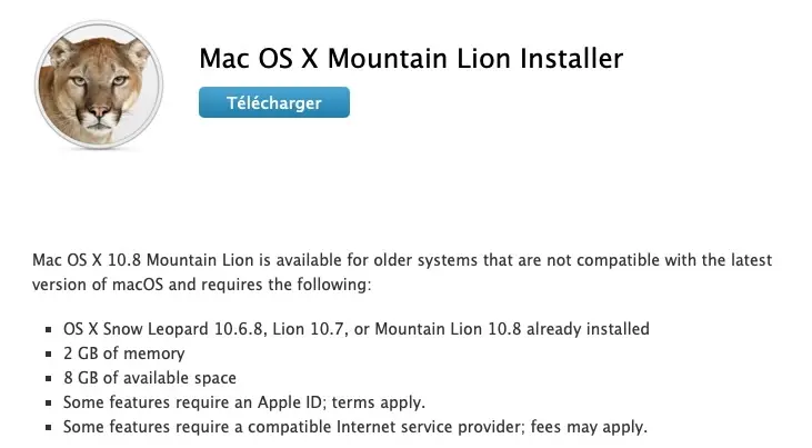 Apple permet de télécharger gratuitement Mac OS X Lion et Mountain Lion