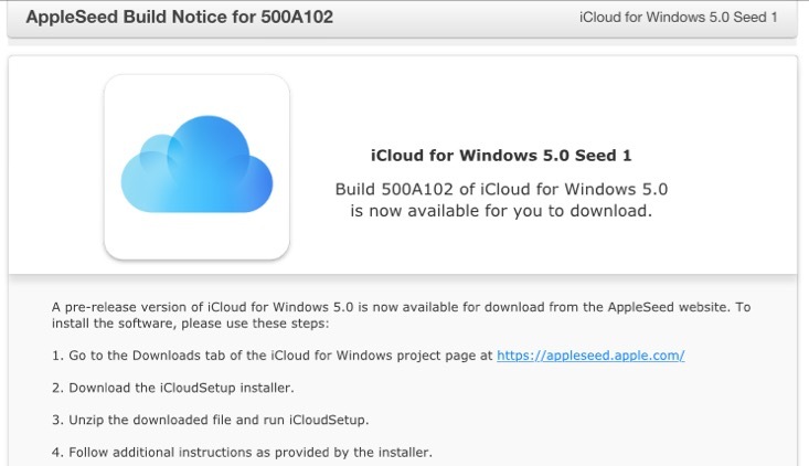 iCloud 5 pour Windows en version Beta