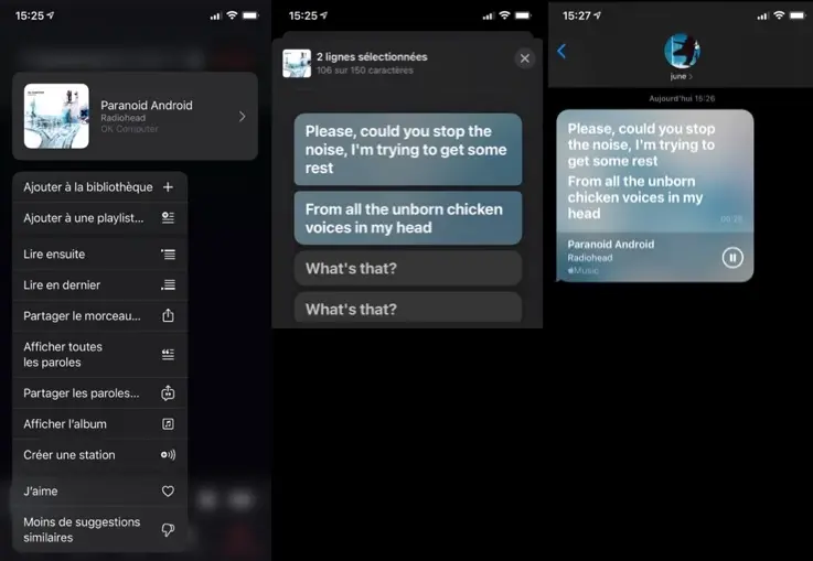 iOS 14.5 permet de partager des paroles depuis Apple Music