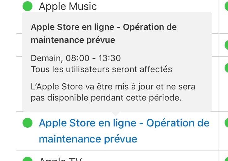 Une maintenance prévue demain dans l'Apple Store (pour accueillir de nouveaux iPad ?)