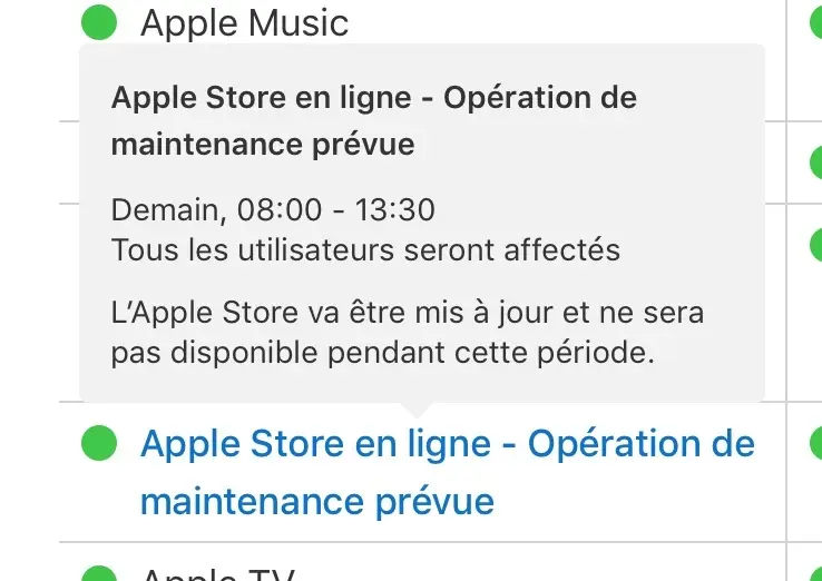 Une maintenance prévue demain dans l'Apple Store (pour accueillir de nouveaux iPad ?)