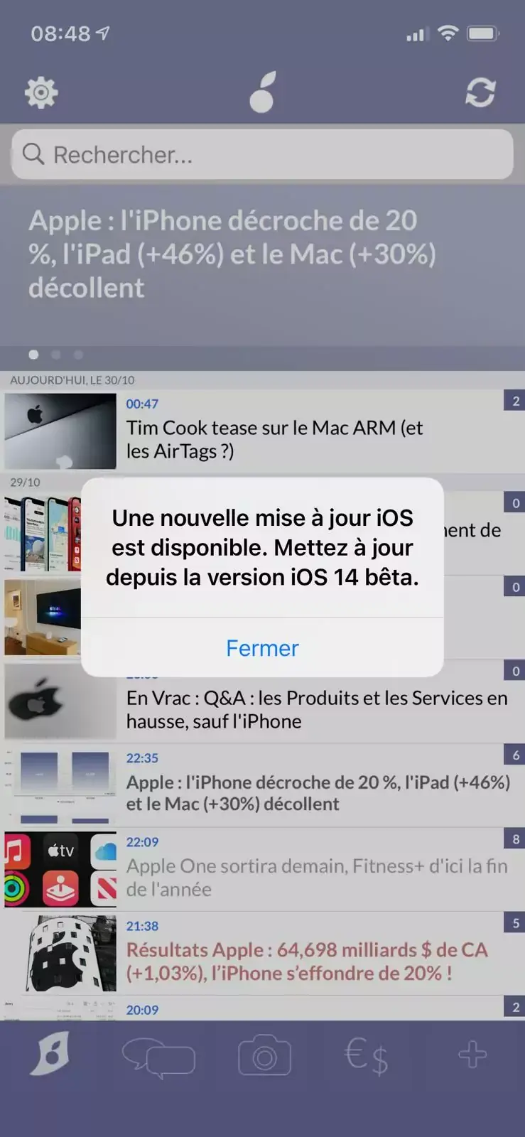 Bug : iOS 14 n’arrête pas d’envoyer des "fausses" notifications de mise à jour