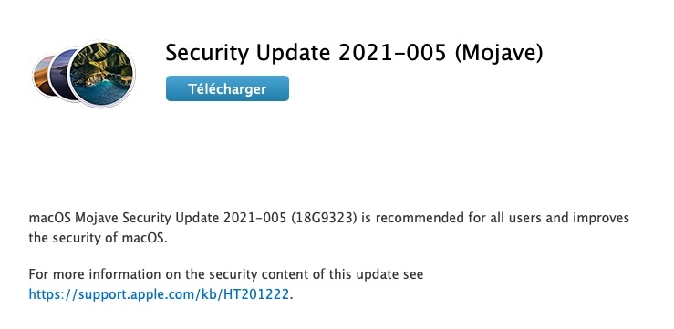 Des mises à jour de sécurité pour macOS Mojave et Catalina