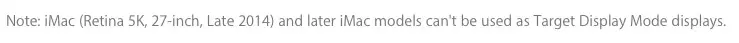 Apple a supprimé le "Target Display" sur tous les iMac 2015, y compris l'iMac 21,5"