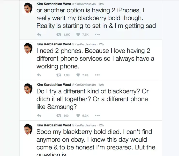 Kim Kardashian en deuil de (son) BlackBerry : la chasse au remplaçant est ouverte