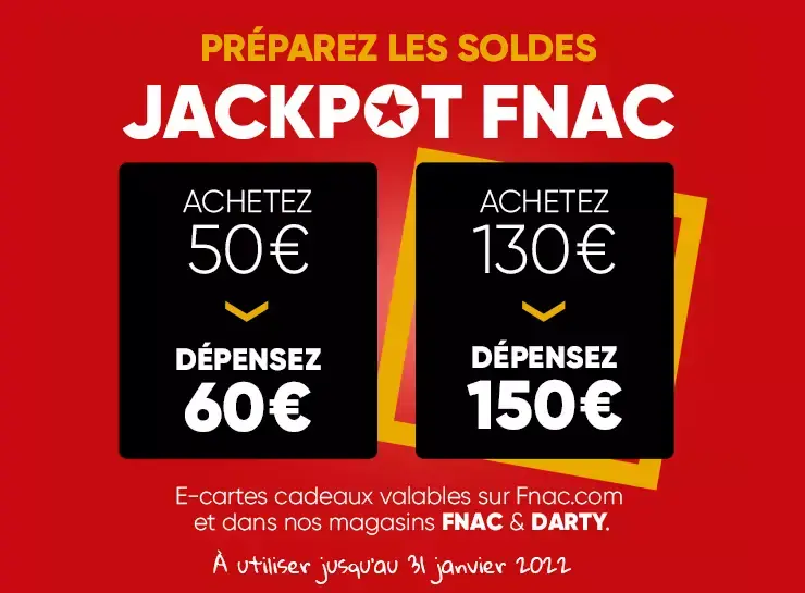 Promos : cartes Fnac/Darty 60 et 150€ à 50 et 130€, jusqu'à 41% de réduction sur le stockage WD