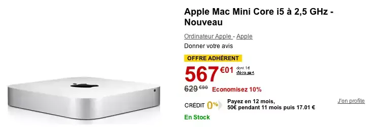 Un Mac mini 2012 neuf à 567€