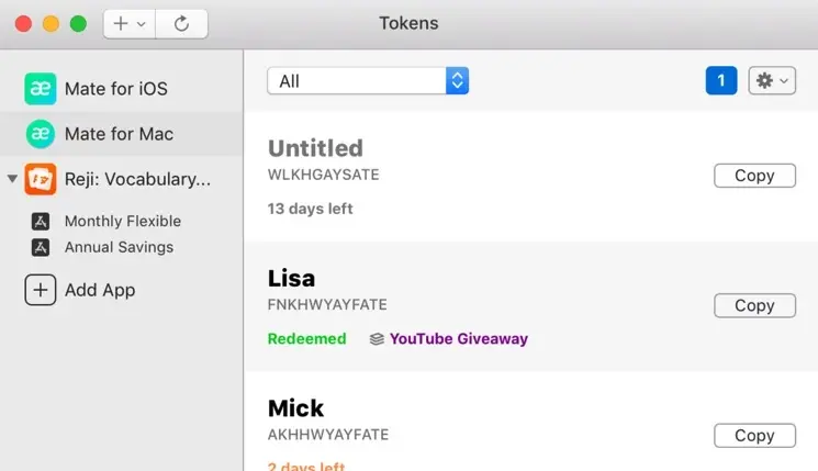 Tokens 2 : une App pour les développeurs afin de gérer les codes promos sur Mac