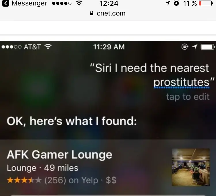 Insolite : pour Siri, les "escort girls" se trouvent dans les salles de jeux vidéo !