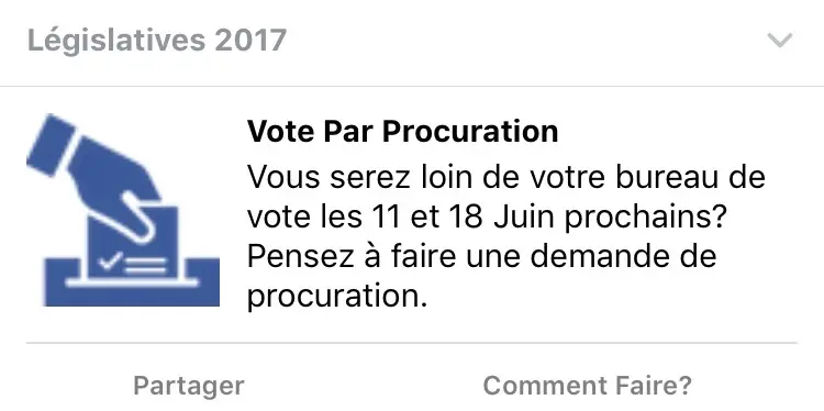 Facebook participe à un petit rappel électoral pour les législatives 2017