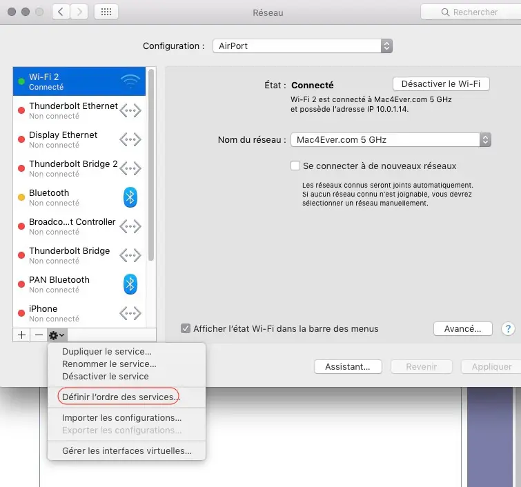 Astuce OS X  : donner la priorité à une connexion réseau (Ethernet sur le WiFi par ex.)