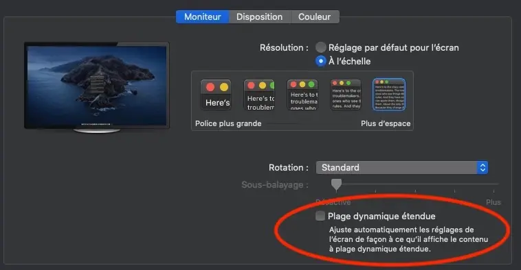 macOS 10.15.4 : si votre moniteur externe affiche des couleurs délavées