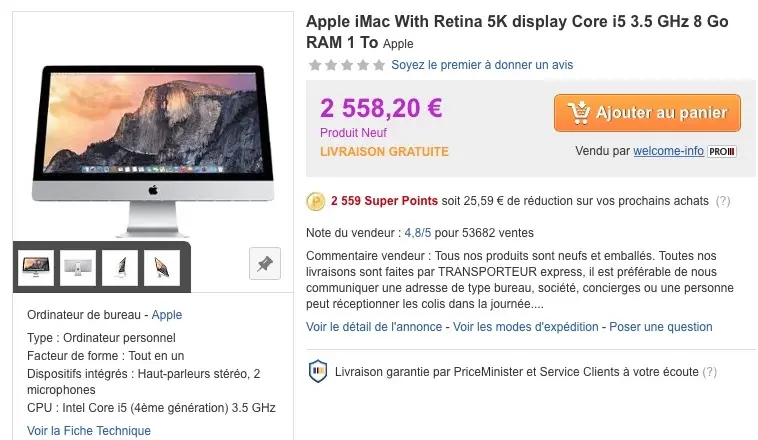 Bon plan : un iMac Retina 5k à 2 543,20 €