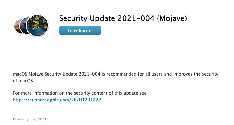 Des mises à jour de sécurité pour macOS Mojave et Catalina