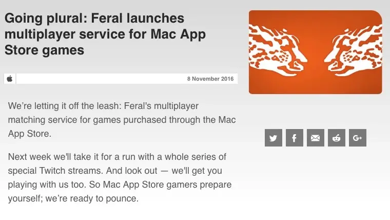 Feral prépare du multi-joueur sur le Mac App Store (pour se connecter à Steam ?)