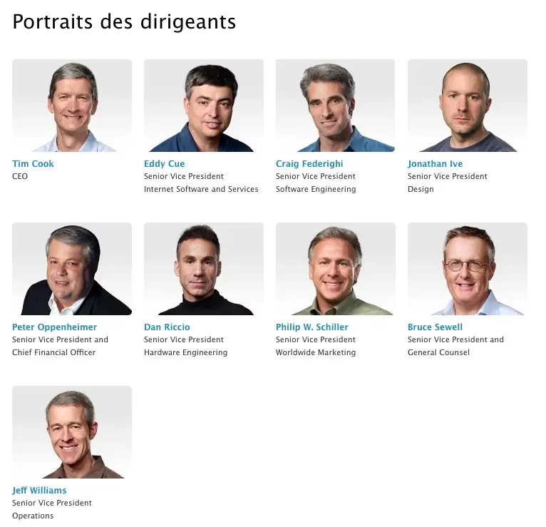 Tiens ! Jony Ive a disparu des "VP" sur le site d'Apple ?!