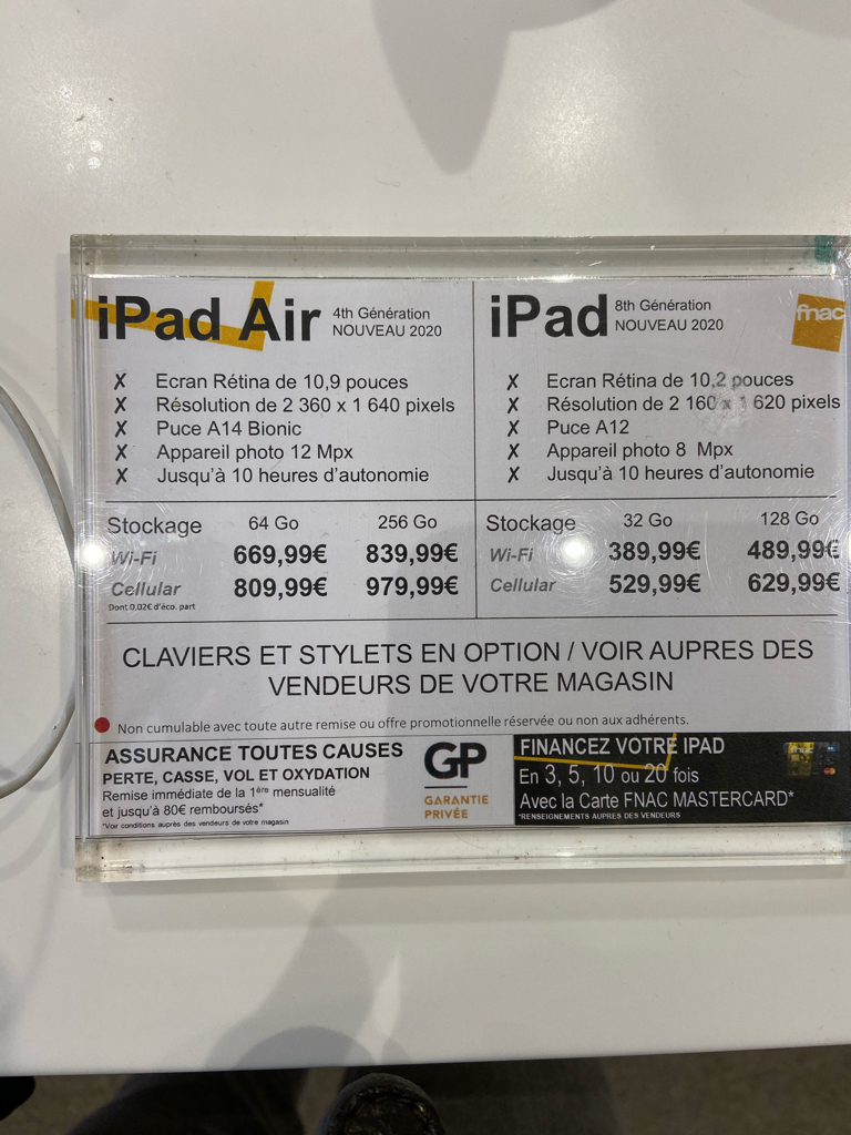 L'image du jour : la Fnac se prépare à l'arrivée prochaine de l'iPad Air 4