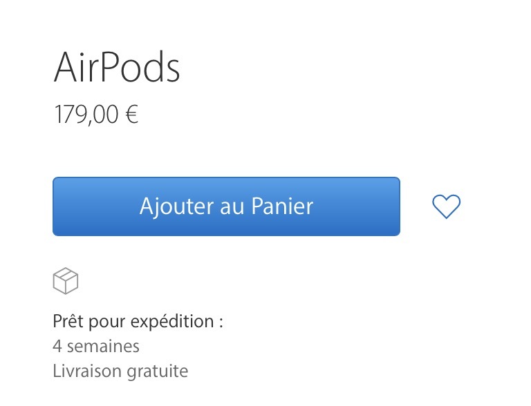 AirPods : et un mois de délais en France !