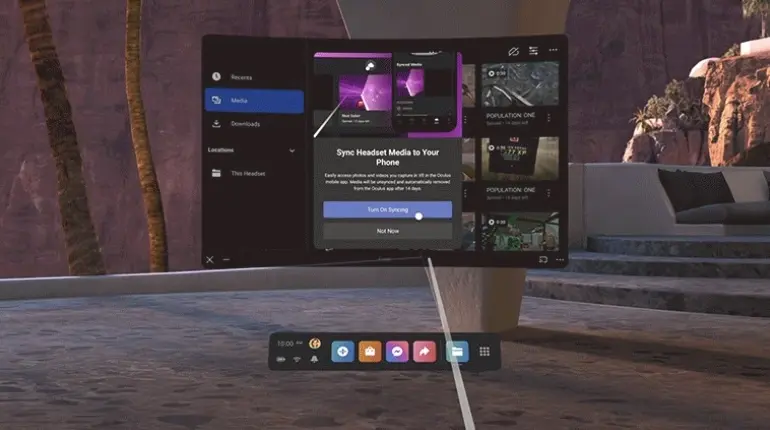 Oculus Quest v32 permet de synchroniser des photos/vidéos avec un smartphone