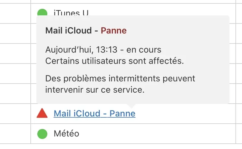 Les mails iCloud sont "un peu" en panne...