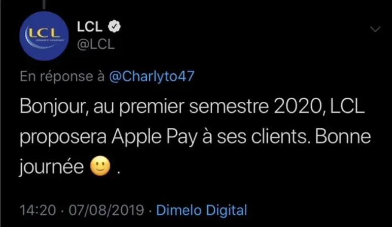 Apple Pay chez LCL : au "premier semestre 2020"