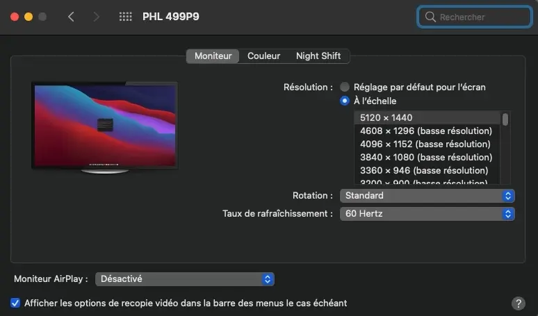 Du 5120x1440 à 60 Hz avec les Mac M1 ?