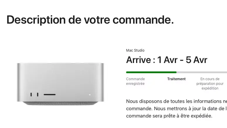 Certains Mac Studio achetés sur l'Apple Store arriveront en retard