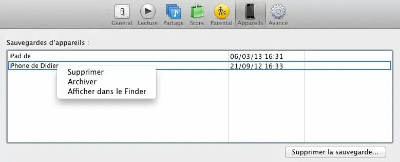 Astuce : archiver les sauvegardes d'appareils iOS sur iTunes