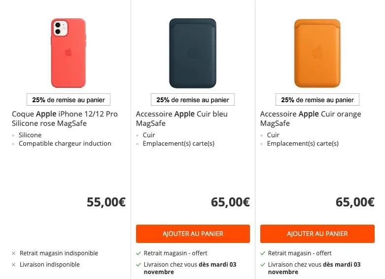 Promos : 25% sur les accessoires (y compris pour iPhone 12), MacBook Air i5 à 1289€