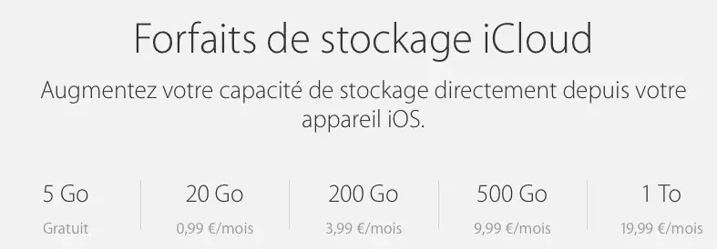 Apple dévoile les prix en Euros d'iCloud, et c'est pour demain