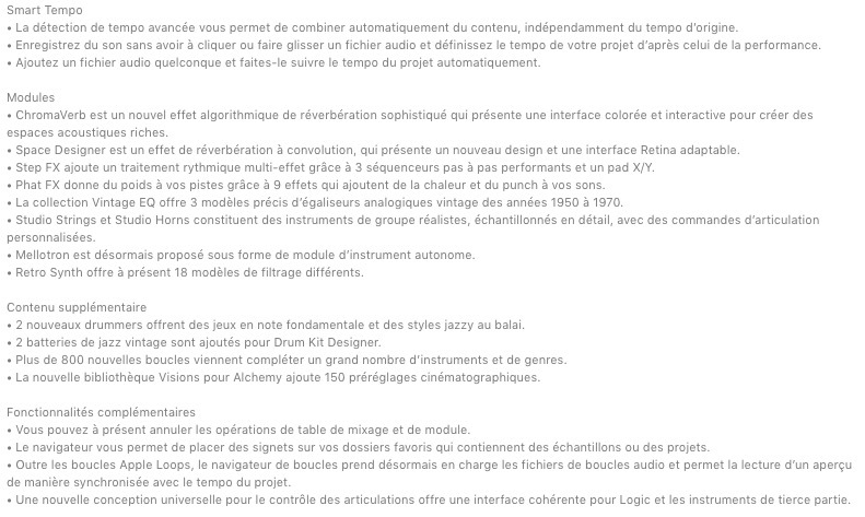 Mise à jour de Logic Pro en version 10.4, Smart Tempo et contenu additionnel