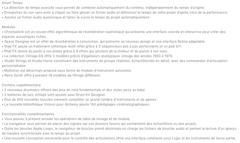 Mise à jour de Logic Pro en version 10.4, Smart Tempo et contenu additionnel