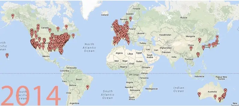 Les Apple Store ont poussé comme des champignons entre 2001 et 2014