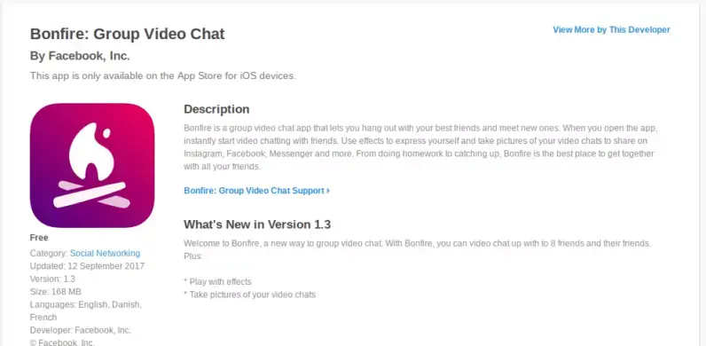 Bonfire : la messagerie vidéo de Facebook apparait timidement dans l'App Store