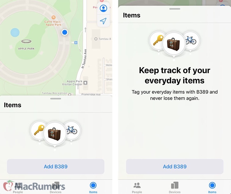 Une interface utilisateur pour l'"Apple Tag" apparaît dans une version interne d'iOS 13