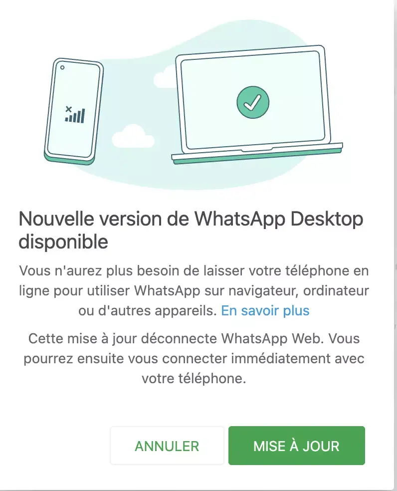 WhatsApp Desktop fonctionne "presque" sans iPhone