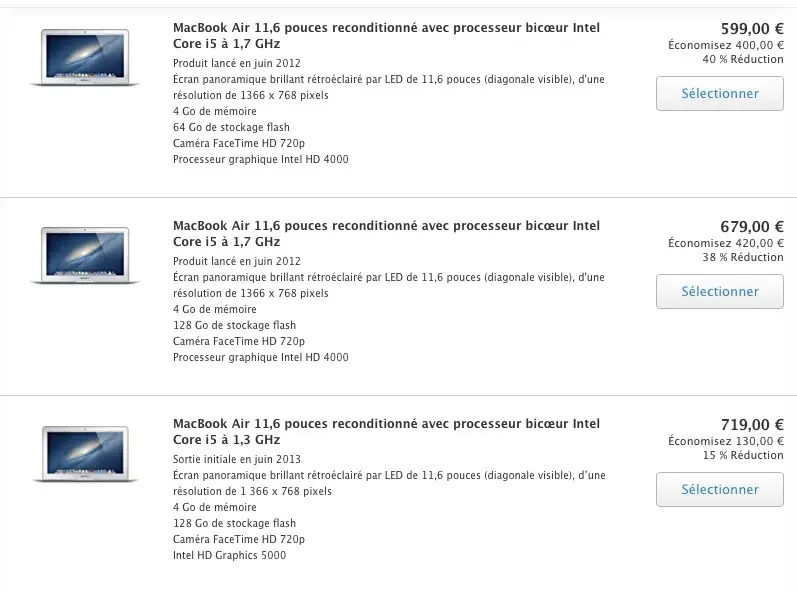 Refurb : des MacBook Air 11" à 599€ et 679€ !