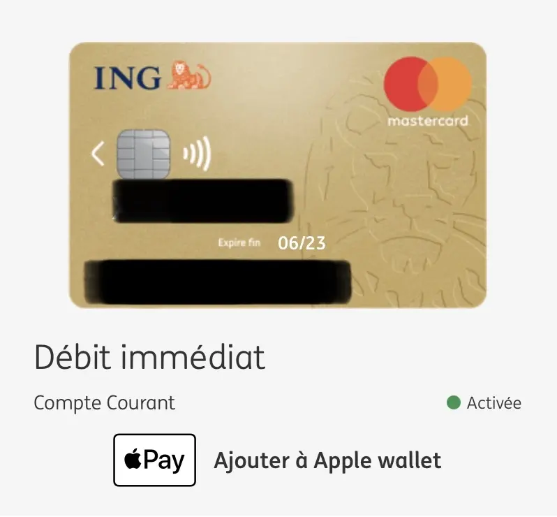 Apple Pay a été activé chez ING !