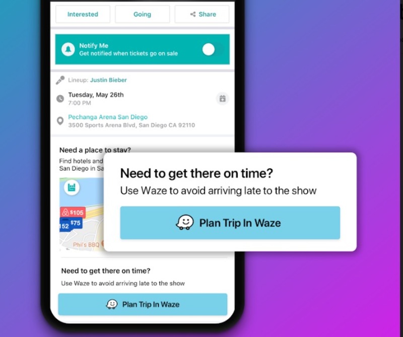 Illustration : Bandsintown annonce un partenariat avec Waze