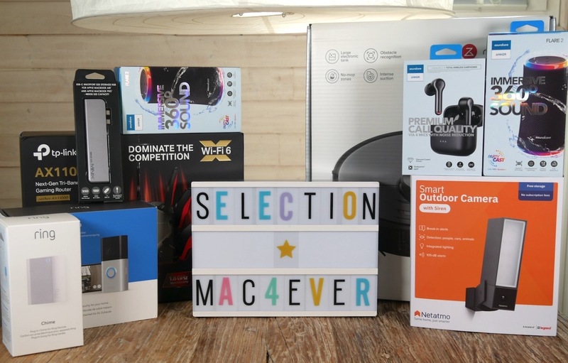 Illustration : Sélection de périphériques : Ring Video Doorbell 3, Liberty Air 2, Flare 2, TP-Link AX1100
