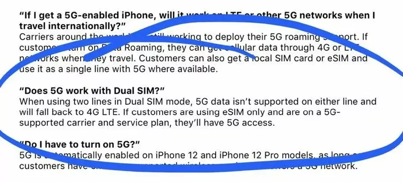 iPhone 12 : pas de 5G avec le mode double SIM ?