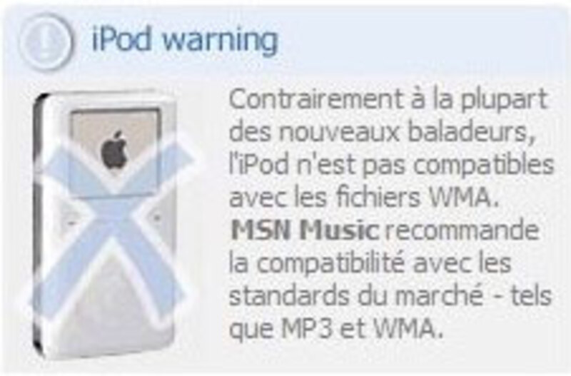 Illustration : MSN déconseille l'iPod !