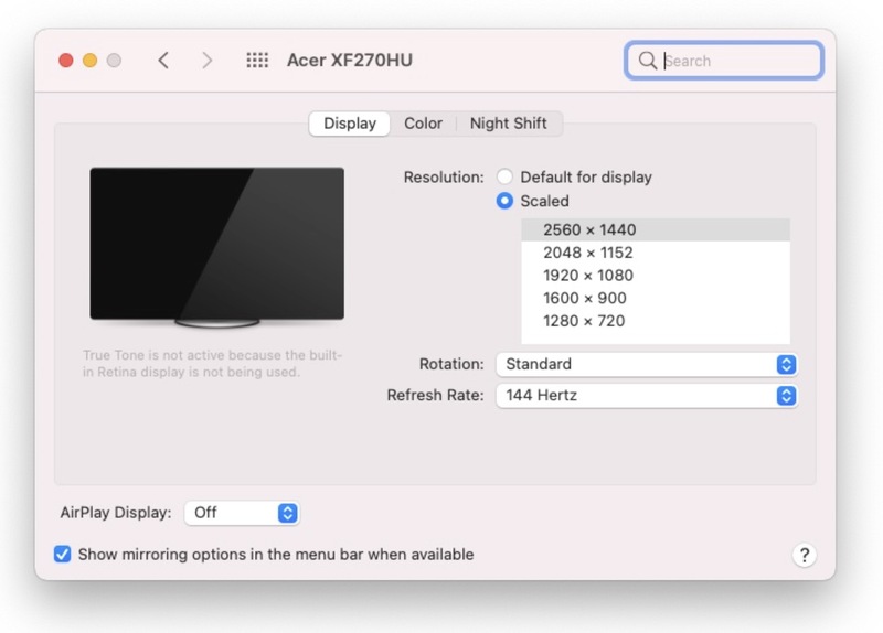 Illustration : Les Mac M1 gèrent les écrans 144Hz et passent à travers les eGPU