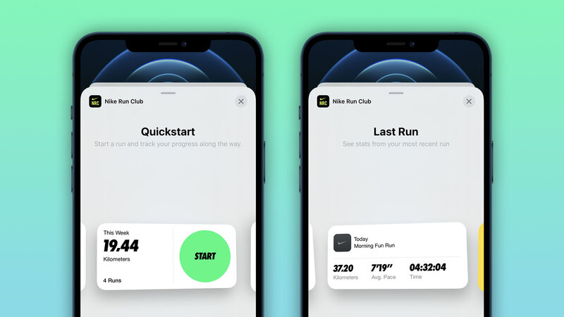 Illustration : Nike Run Club se met aux widgets, avec des statistiques