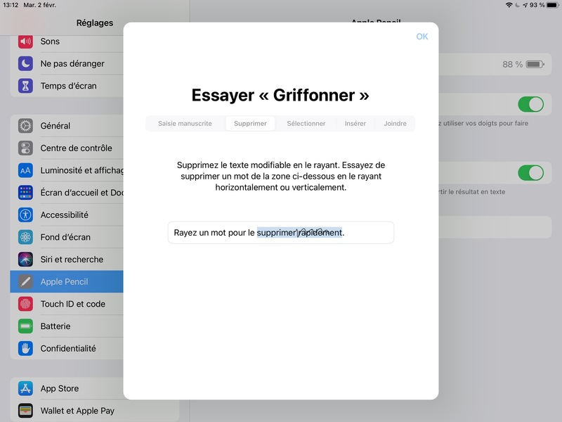 Illustration : iPadOS14.5 permet désormais de griffonner en français