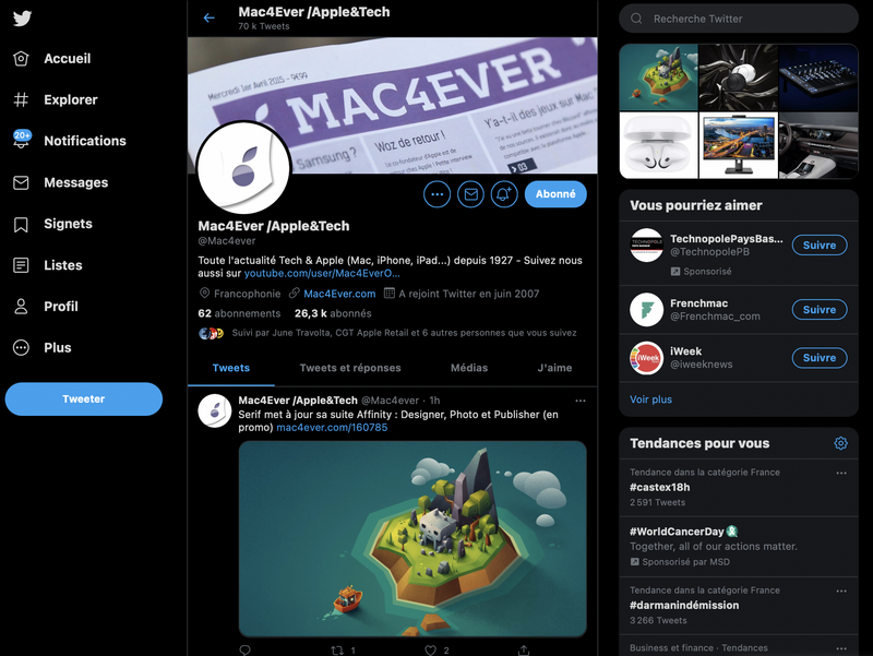 Illustration : Twitter propose un nouveau mode sombre, carrément noir