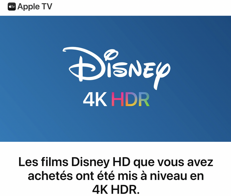 Illustration : Tous les films HD éligibles de Disney ont basculé en 4K HDR