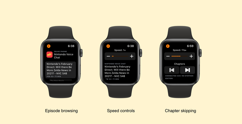 Illustration : Le lecteur de podcast Overcast améliore son application pour Apple Watch