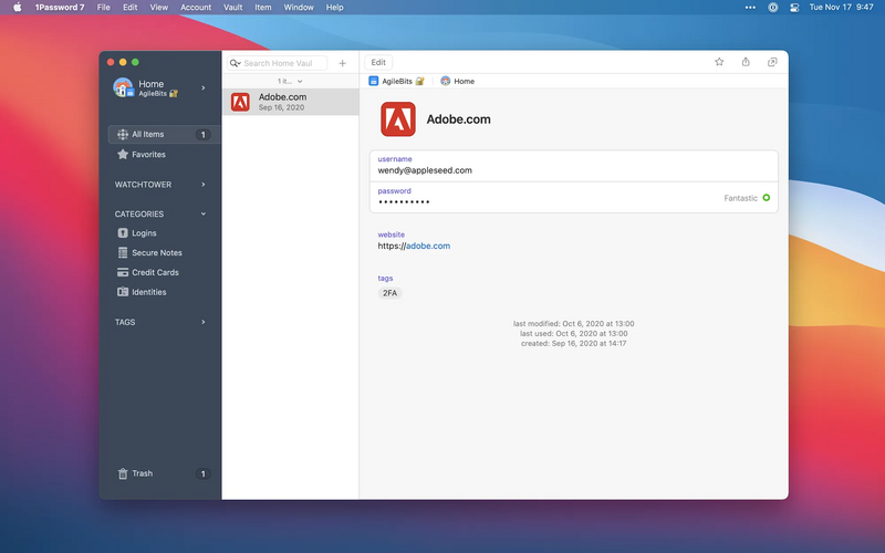 Illustration : Le gestionnaire de mots de passe 1Password tourne désormais nativement sur les Mac M1