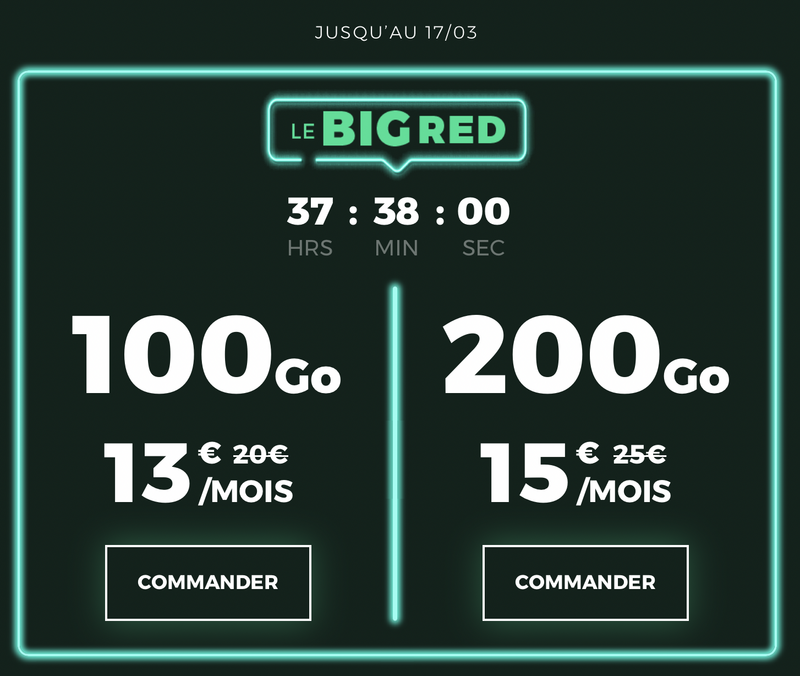 Illustration : Plus que quelques heures pour le forfait BigRED 200 Go à 15€